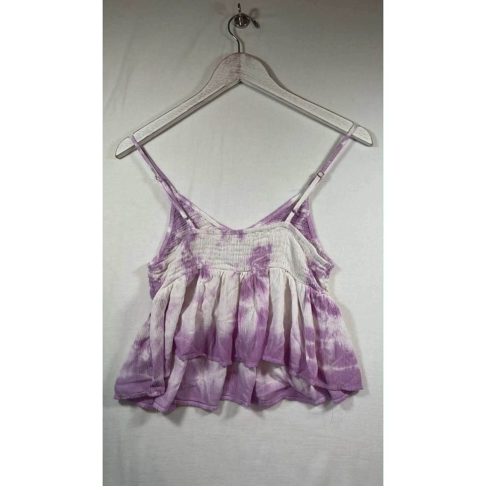 Kiwi & Punch Purple Tie‎ Dye Smocked Peplum Cami Top Medium Boho Festival Cami